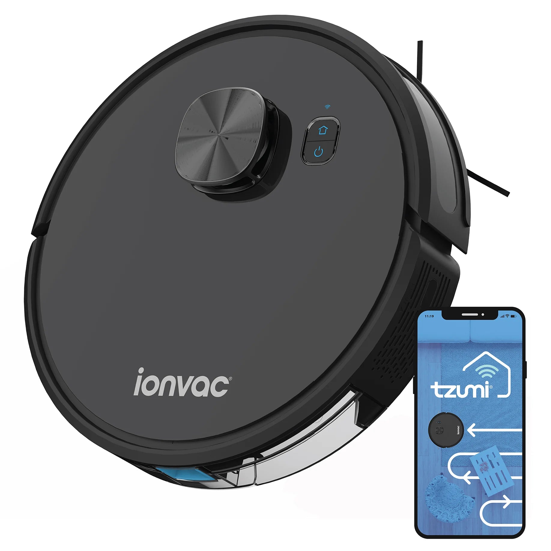 Optimax Lidar Robovac, Multi-Surface Pet-Friendly Laser Mapping Robot Vacuum Cleaner with Wi-Fi and App Control, Model #9048