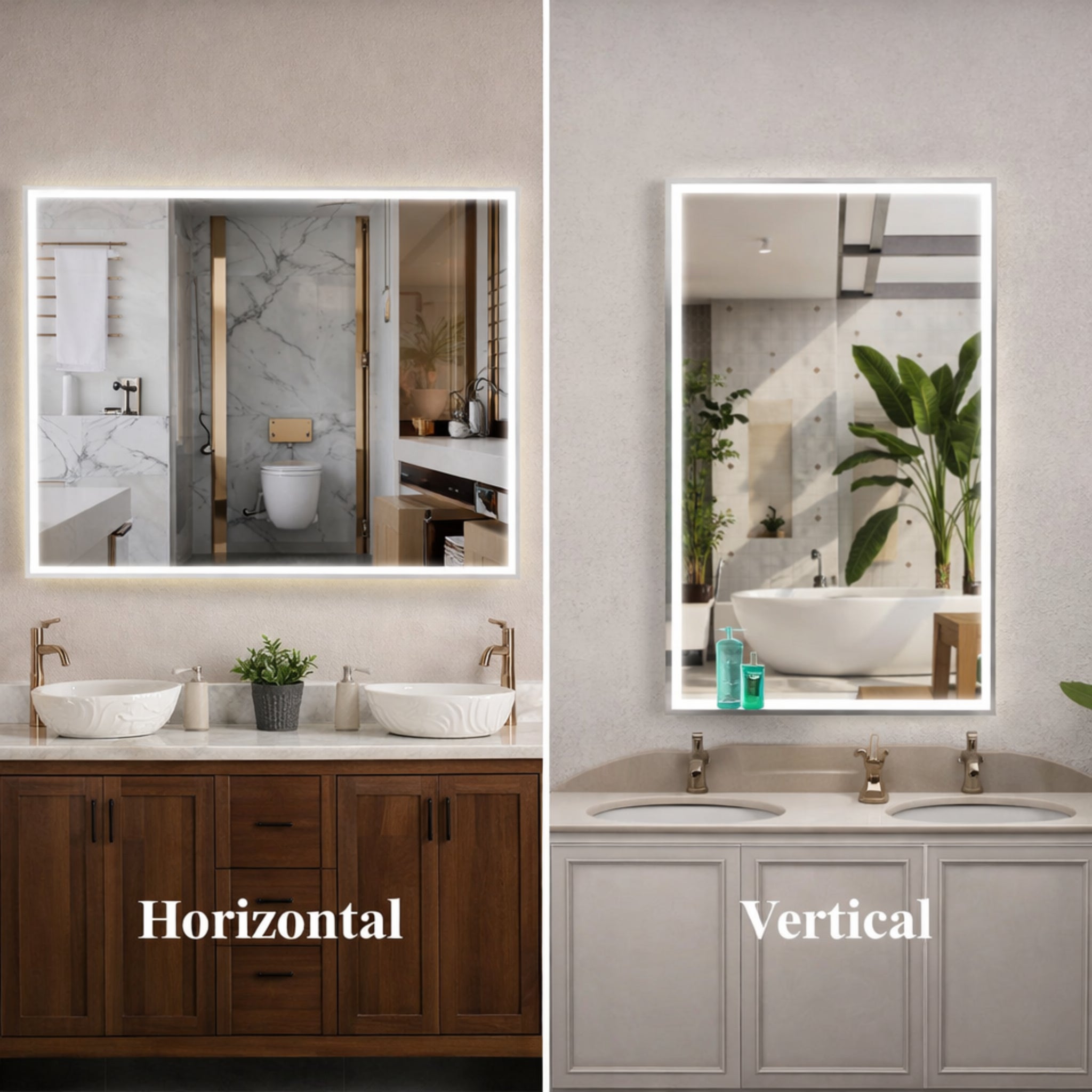 48X36 Inch LED Bathroom Vanity Mirror Wall Mounted Adjustable White Light/Warm Light/Natural Light Anti-Fog Touch Switch with Memory Modern Smart Large Bathroom Mirror