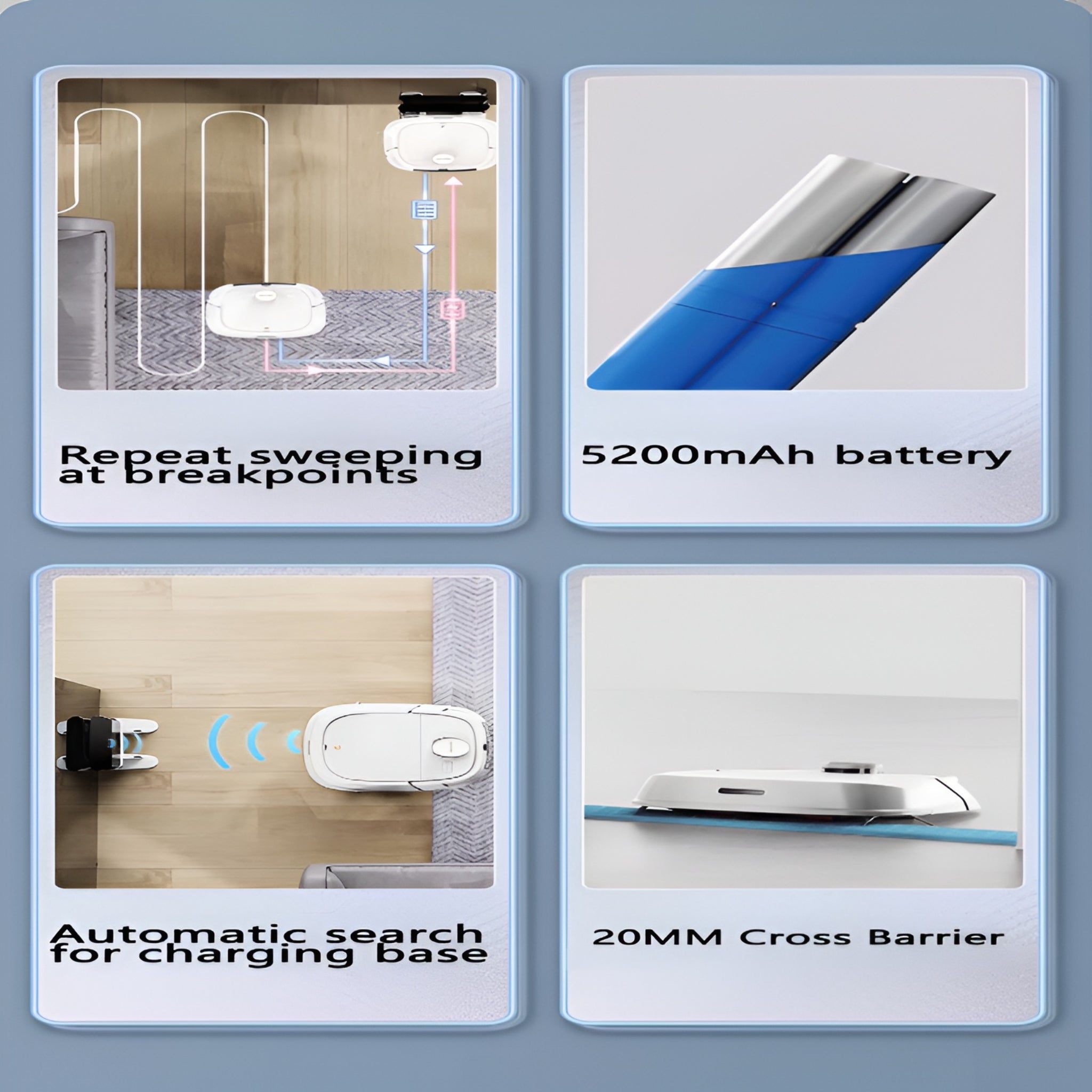 Auto Robot Vacuum Cleaner with Wet/Dry Mopping HEPA Filter 4000Pa Suction Battery Powered Spanish Language Support M1 Pro Model