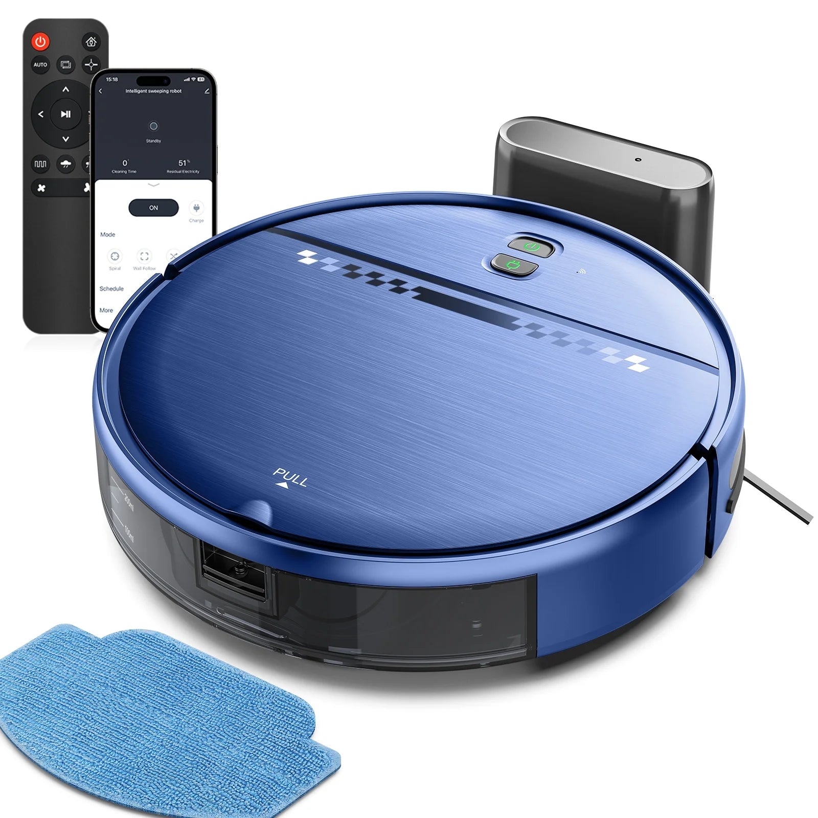 Robot Vacuum Cleaner and Mop Combo with App Wifi and Remote Control Robotic Vacuums, Blue