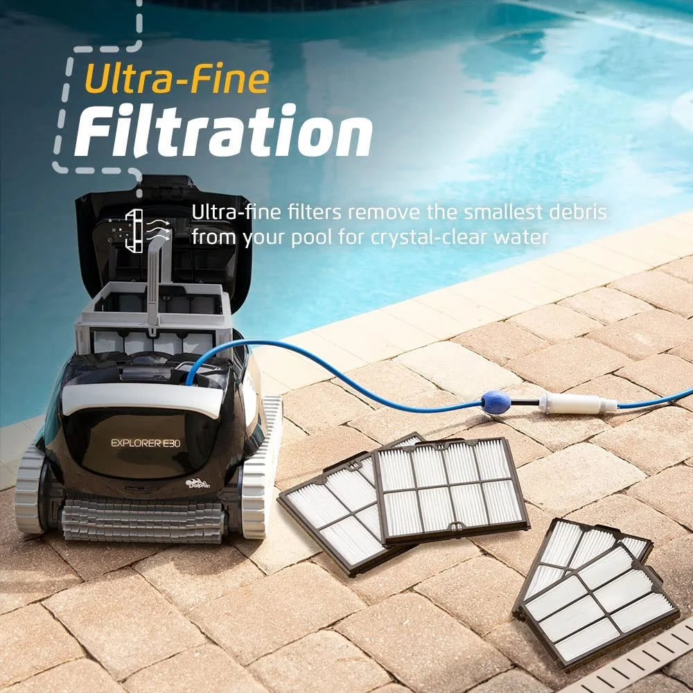 Explorer E30 Wi-Fi Robotic Pool Vacuum Cleaner up to 50 FT - Bundle with Ultra Fine Filter