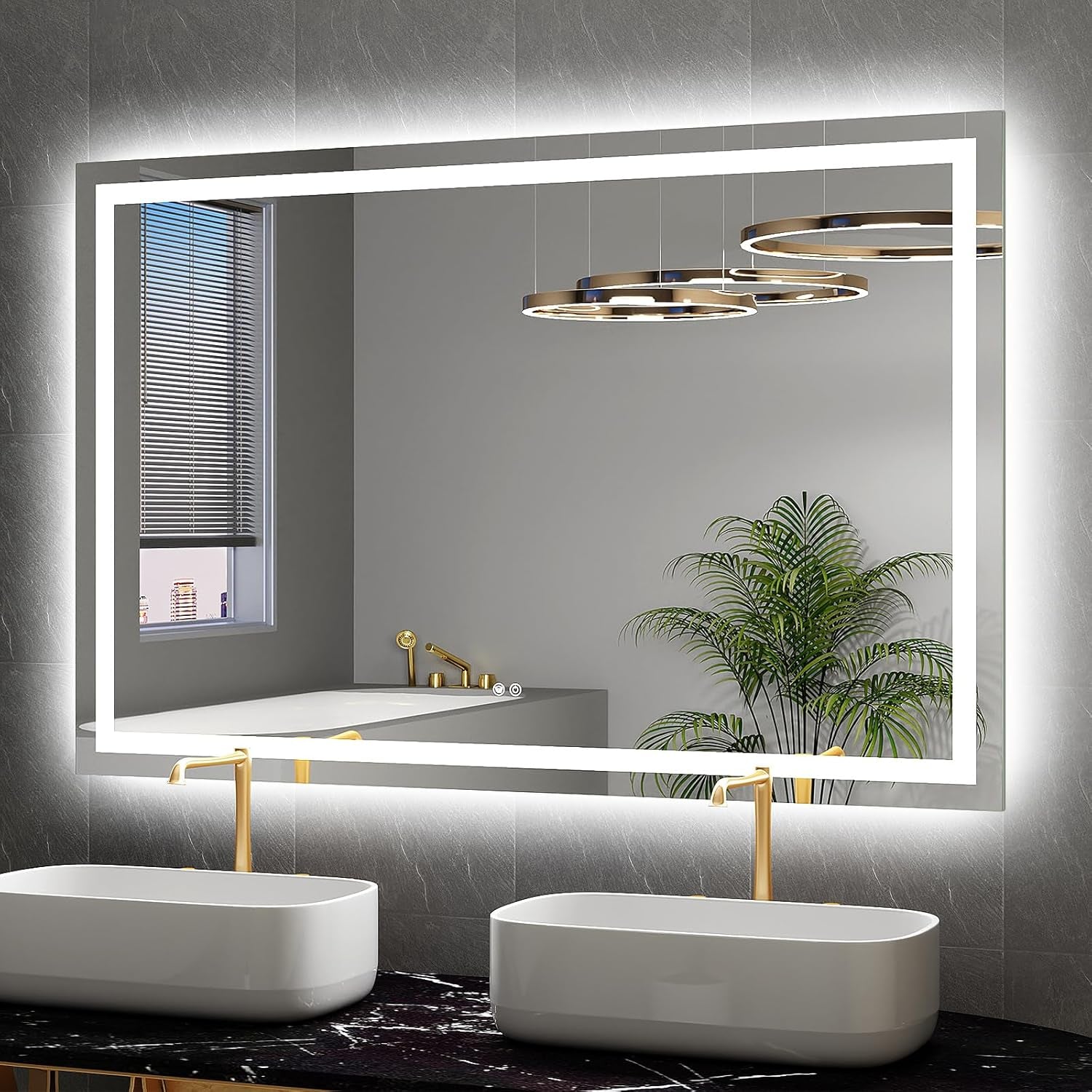 55X36 LED Mirror for Bathroom with Dimmable Bathroom Vanity Mirrors with Lights,