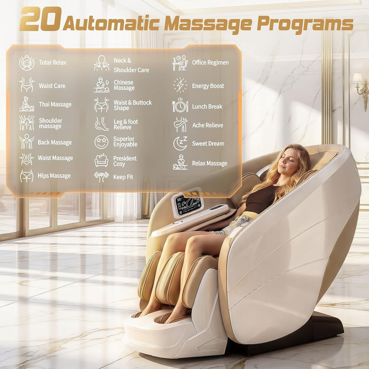 4D Massage Chair Full Body 55" SL Track Zero Gravity Recliner
