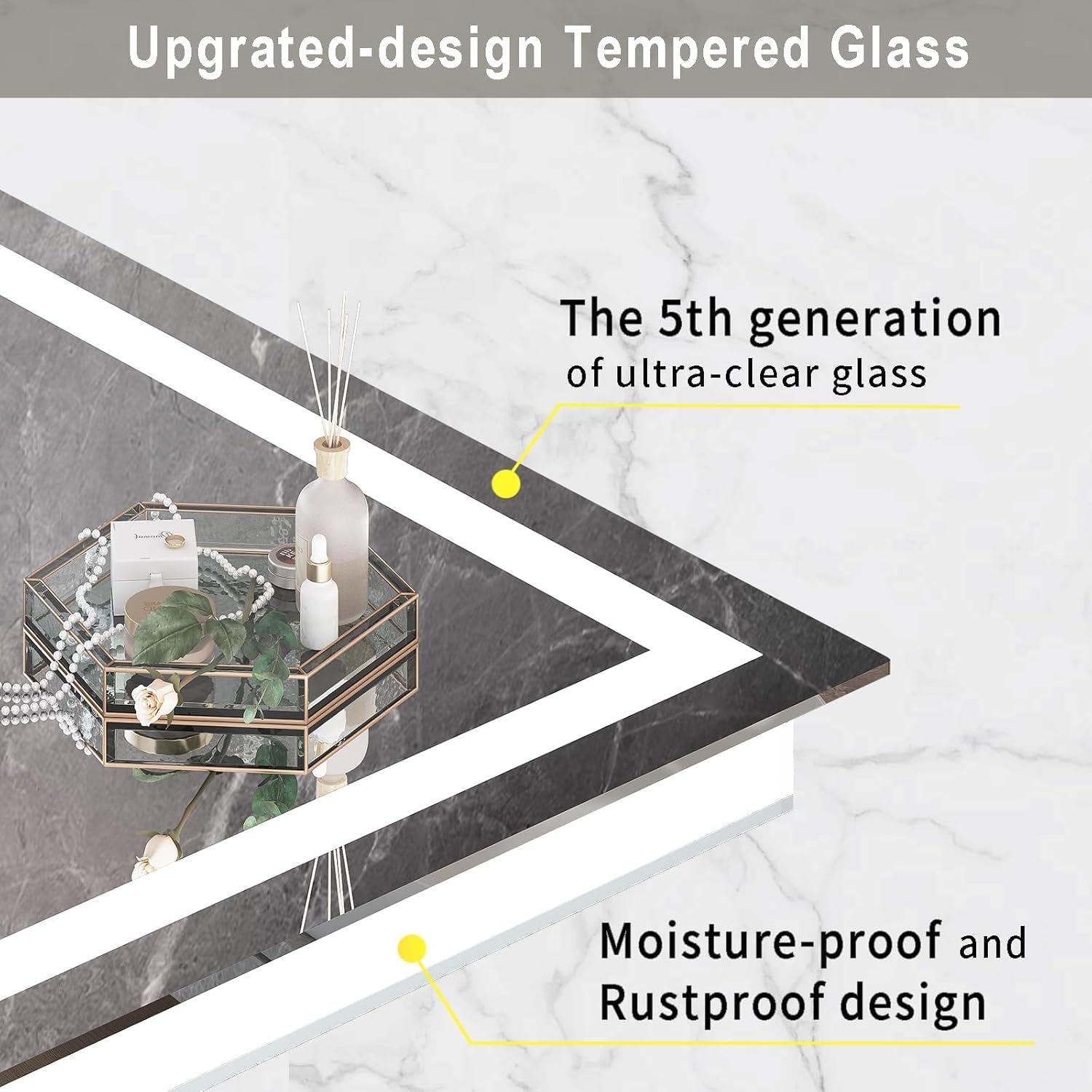 55X36 LED Mirror for Bathroom with Dimmable Bathroom Vanity Mirrors with Lights,