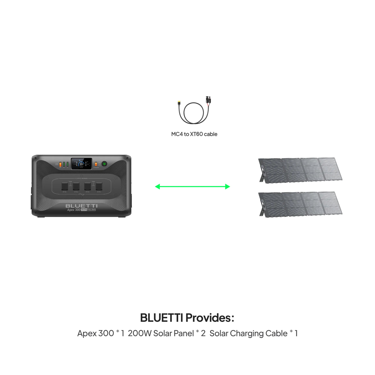 BLUETTI Apex 300 + 2×200W Solar Generator