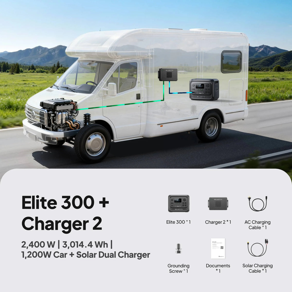 BLUETTI Elite 300 + Charger 2 Portable Power Station