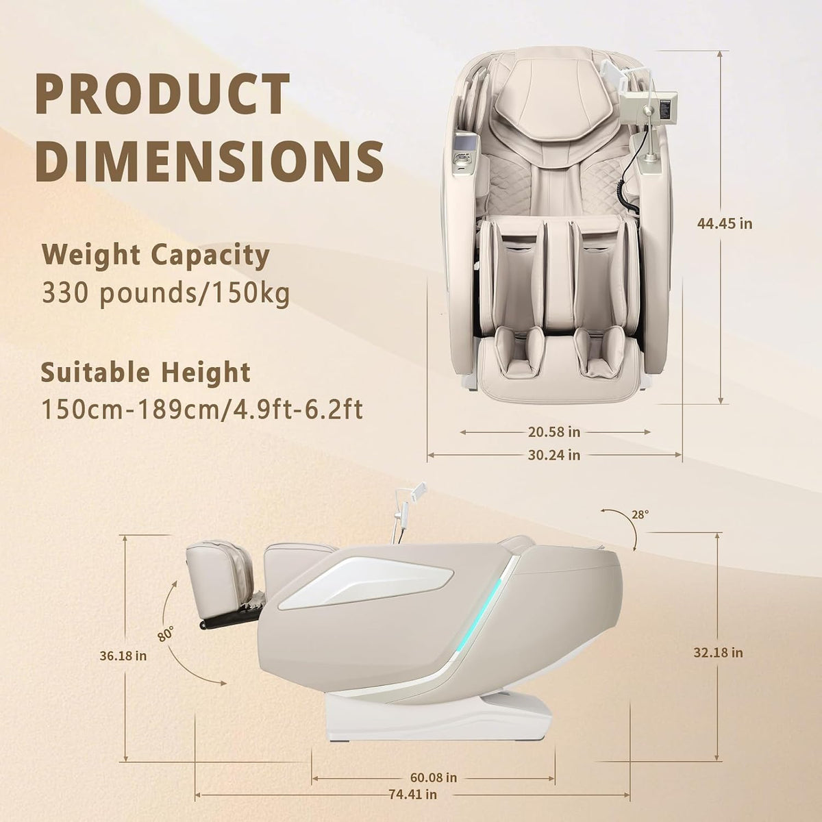 4D Massage Chair Full Body Zero Gravity Recliner,55“ Sl-Track Massage Chair