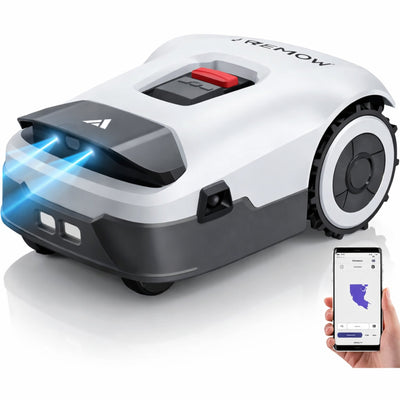 Genie 3000 Robotic Lawn Mower Covers up to 0.9 Acres, Full Band RTK + 4-Eye Vision, AI Smart Obstacle Avoidance & Lawn Maintenance