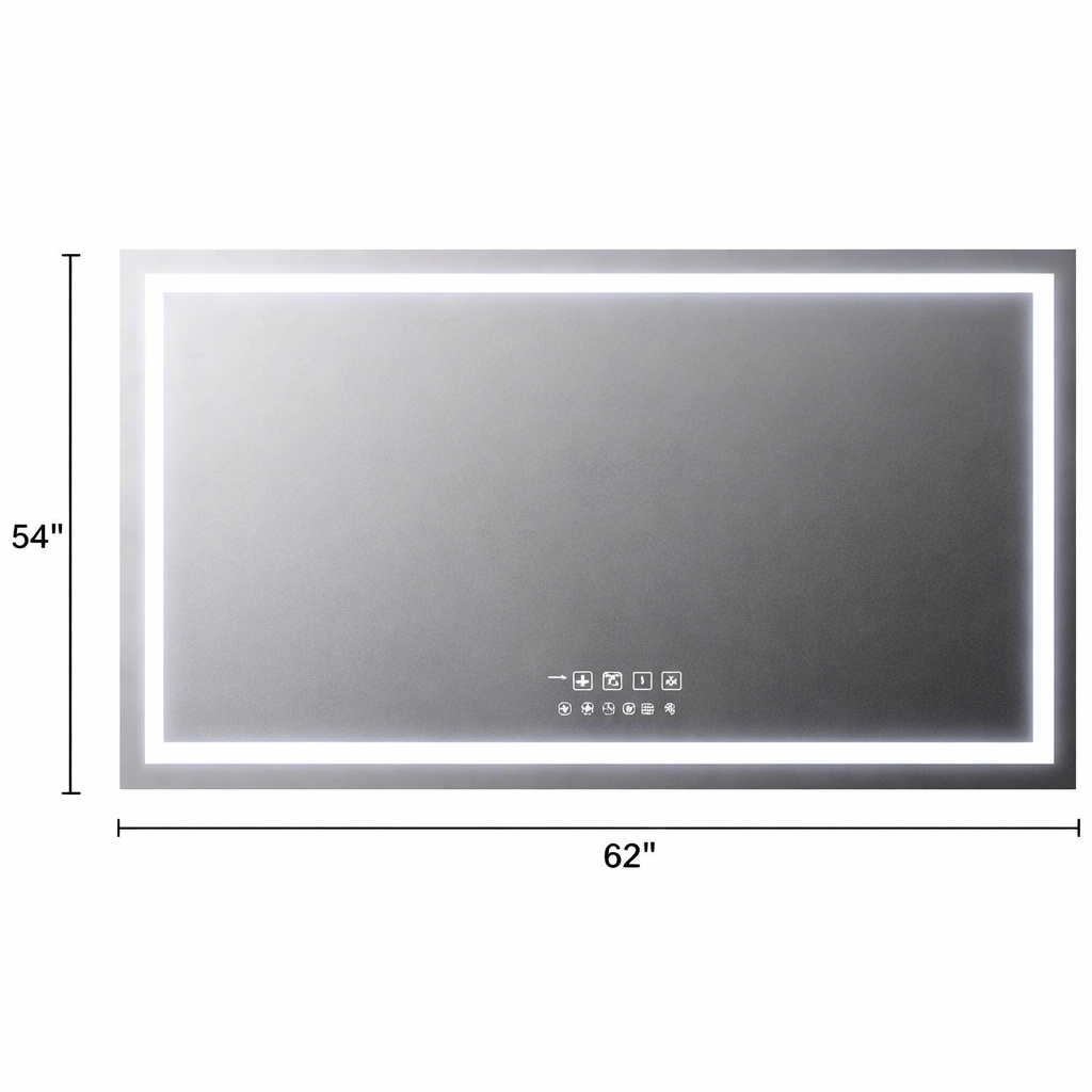 60"X36" Bathroom LED Mirror with Wireless Speaker Wall Switch - Lighted Vanity Mirrors for Bathroom Wall Mounted Backlit, Dimmable Light 3000K/6000K Anti-Fog Makeup Smart Mirror (Horizontal)