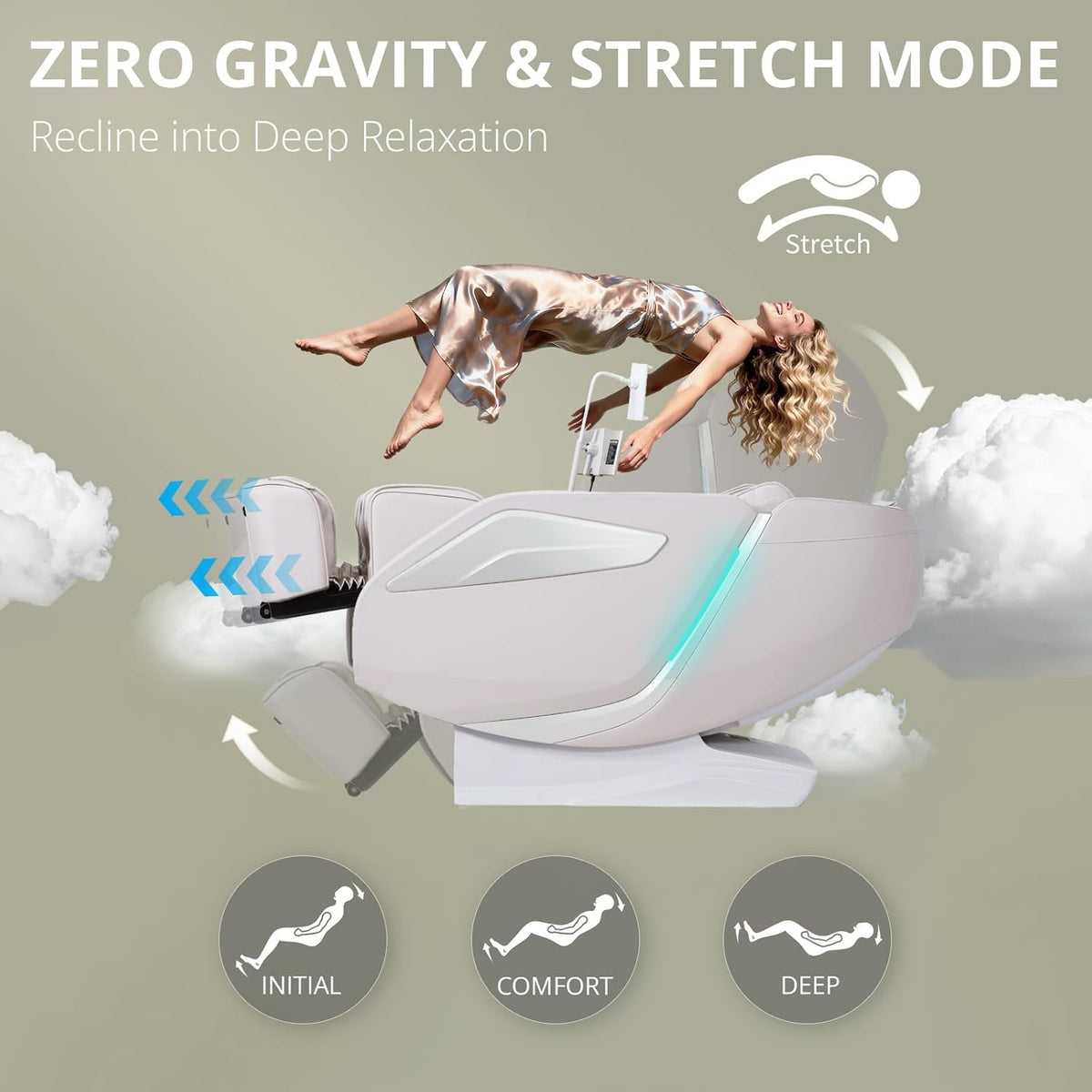 4D Massage Chair Full Body Zero Gravity Sl-Track Body Scan & Stretch, Beige