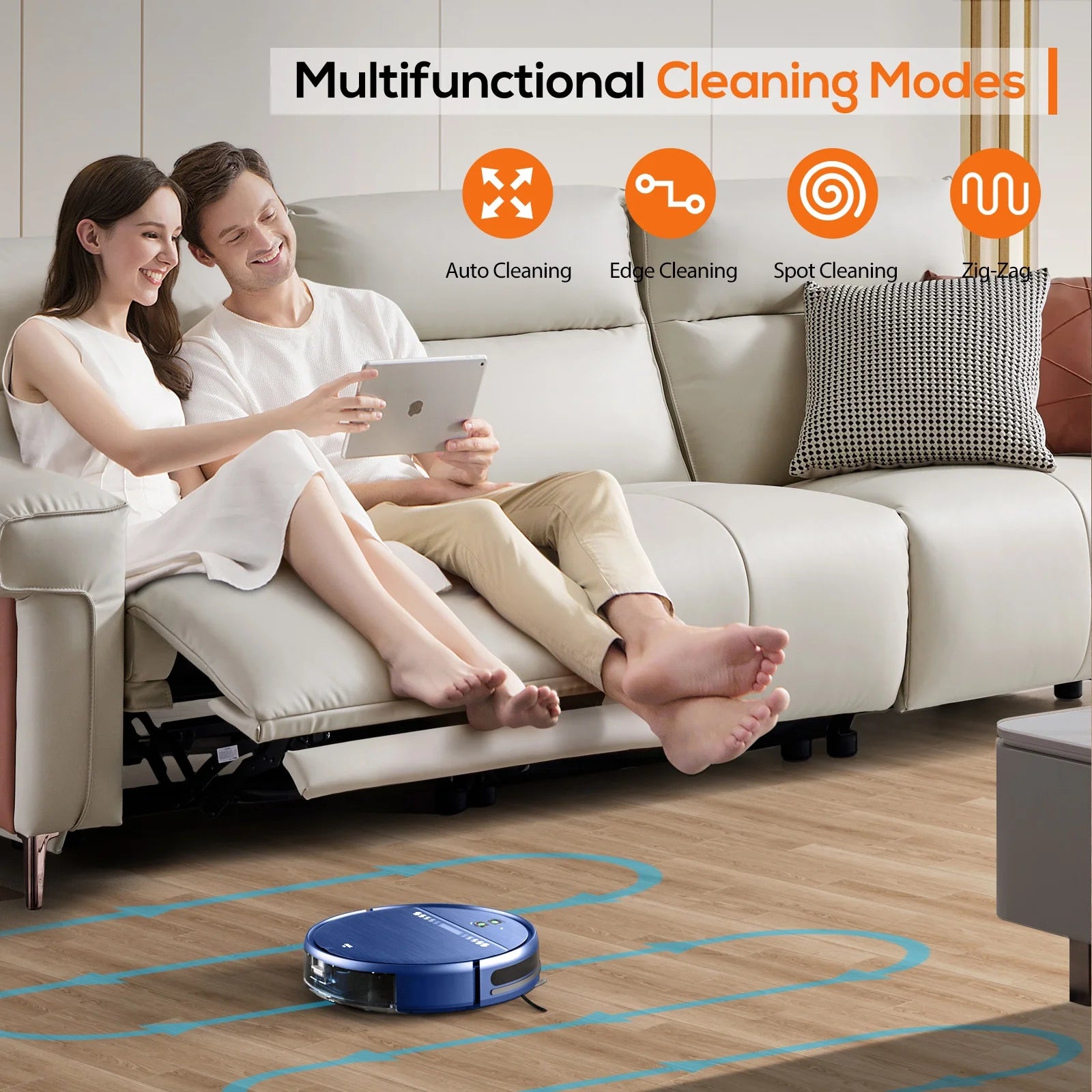 Robot Vacuum Cleaner and Mop Combo with App Wifi and Remote Control Robotic Vacuums, Blue