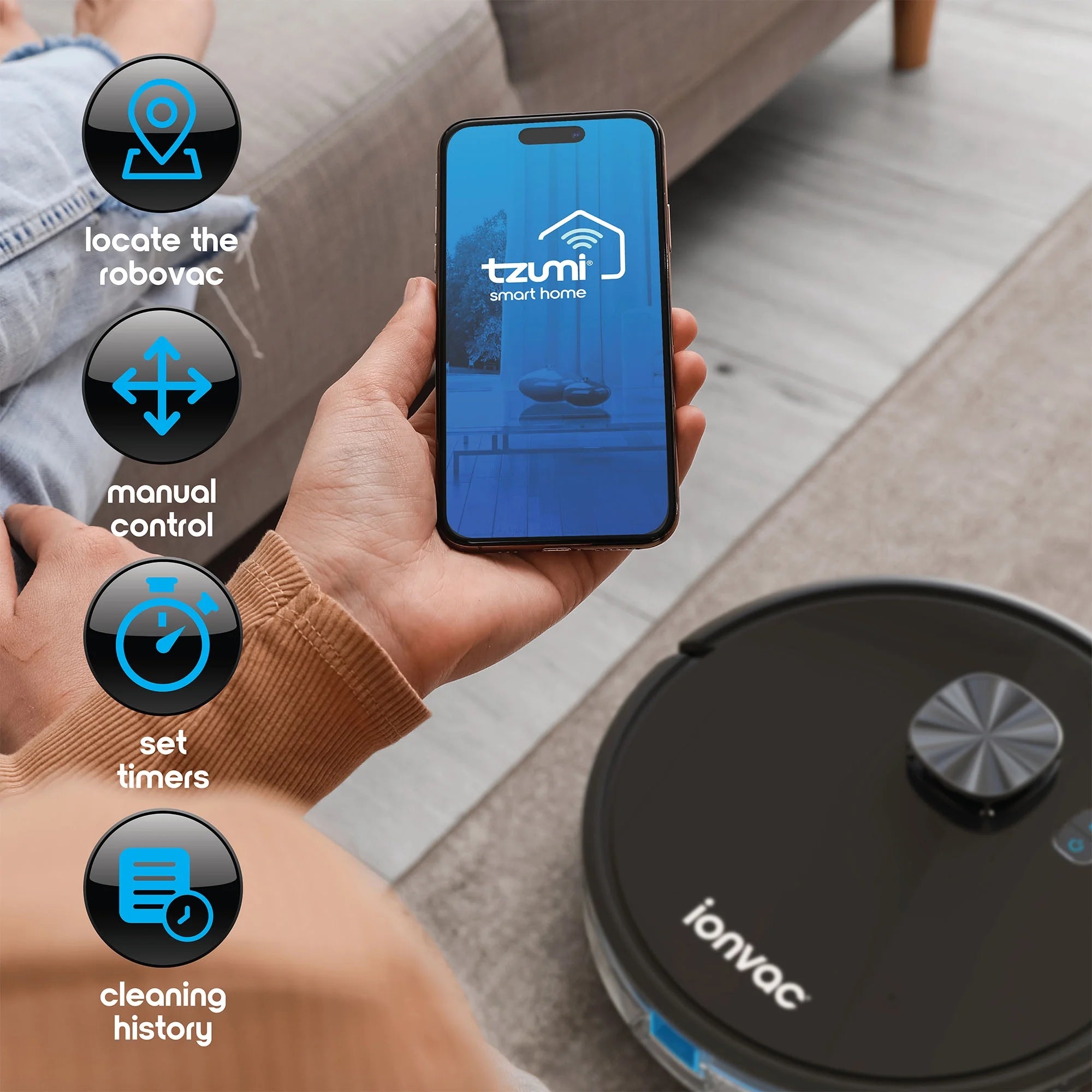 Optimax Lidar Robovac, Multi-Surface Pet-Friendly Laser Mapping Robot Vacuum Cleaner with Wi-Fi and App Control, Model #9048