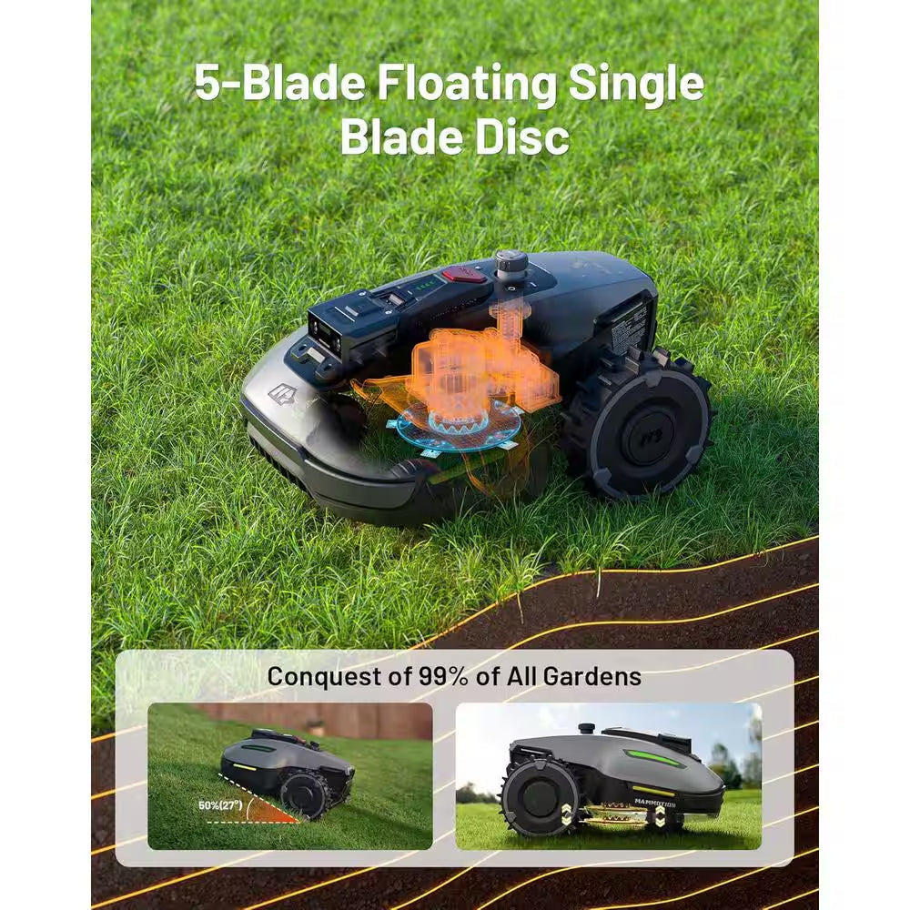 YUKA Mini 800H 7.5 In. Robot Lawn Mower (0.4 Acres) Adjustable Cutting Height (2.0 In.- 3.5 In.) Ultrasense AI Vision