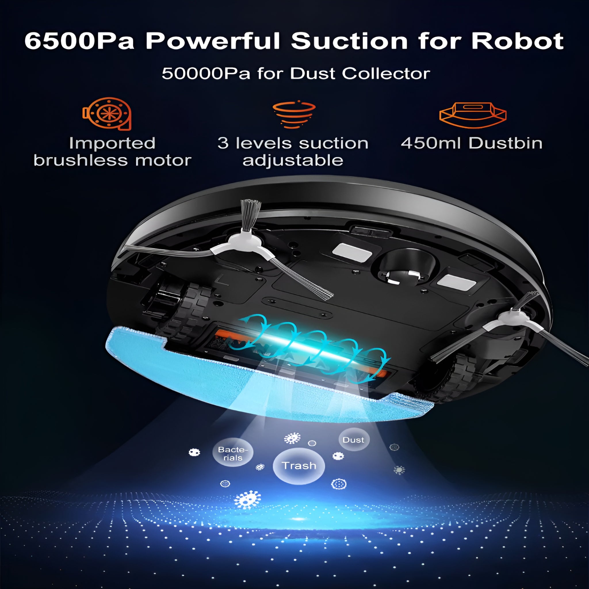 Dust Cleaner Robot Vacuum Cleaner with Self-Empty Base HEPA Filter 4000Pa Suction Wet & Dry Battery-Powered Household Cleaner