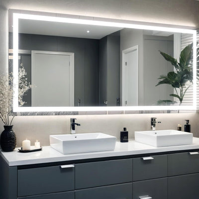 60"X28" LED Bathroom Mirror, Frontlit Smart Mirror, LED Mirror for Bathroom with 3 Colors, Vanity Mirror with Lights, Anti-Fog Wall Mounted, Dimmable Touch Switch Control, Memory