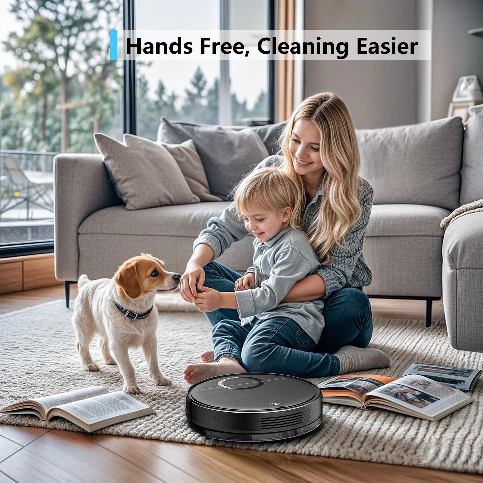 Robot Vacuum and Mop Combo, Robotic Vacuum Cleaner with Schedule, Wi-Fi/App/Remote, Self-Charging, Slim, Ideal for Hard Floor, Pet Hair