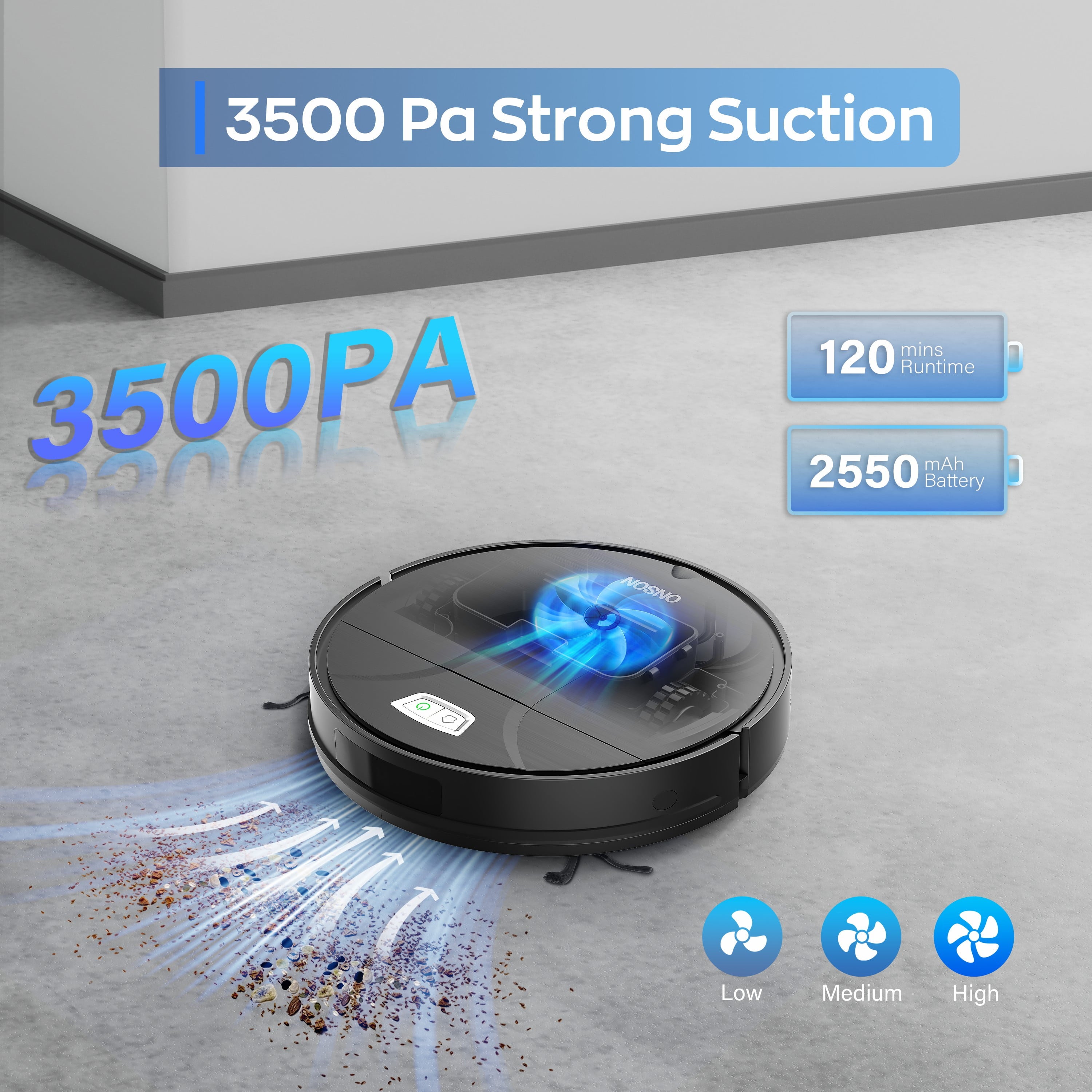 Robot Vacuum Cleaner, 3500Pa Vacuum Cleaner with Schedule, App/Wi-Fi/Alexa, Slim, Ideal for Hard Floor, Pet Hair