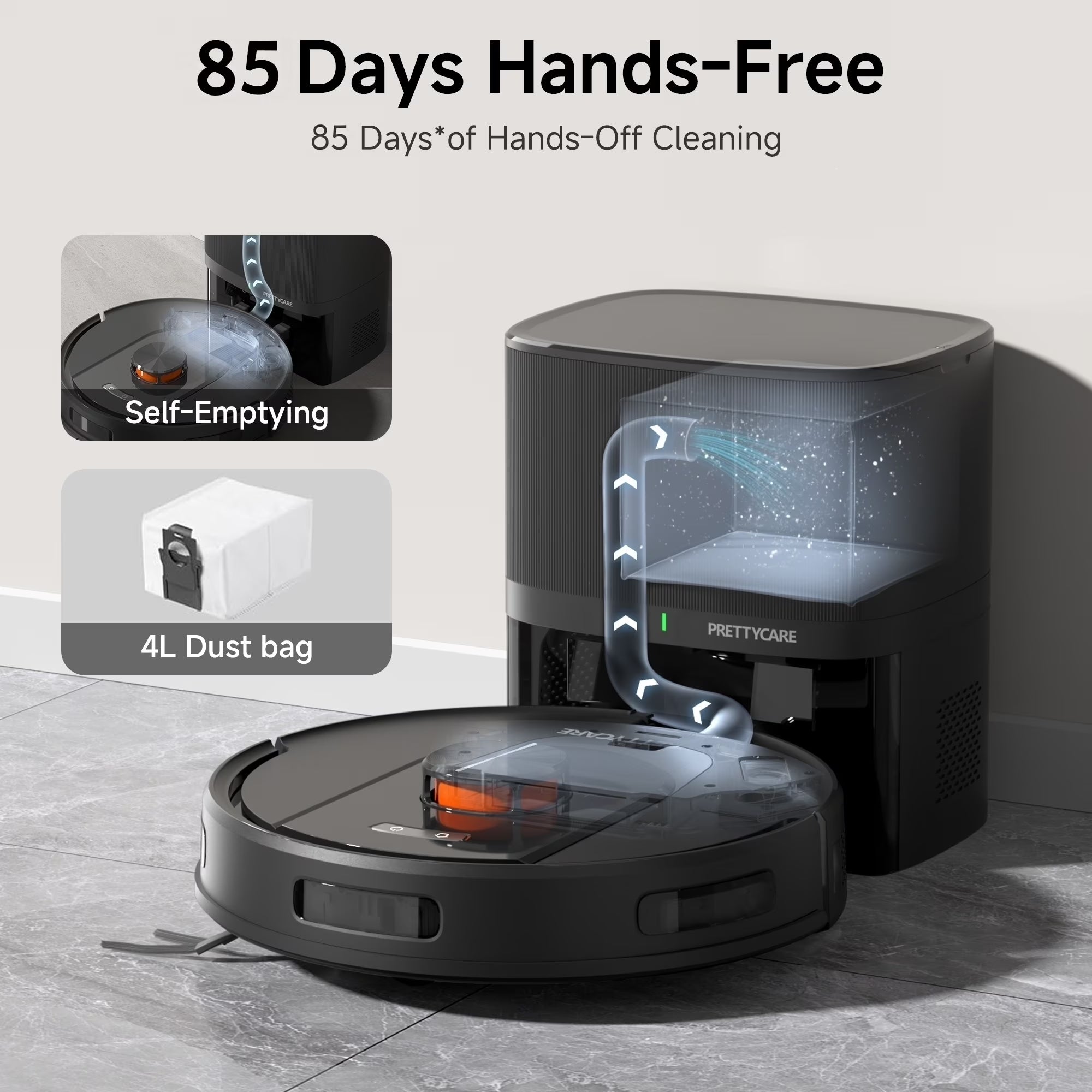 Robot Vacuum and Mop Combo with 9000Pa,85 Days Self-Emptying & Refilling Station with 3D Home Mapping L1 PRO