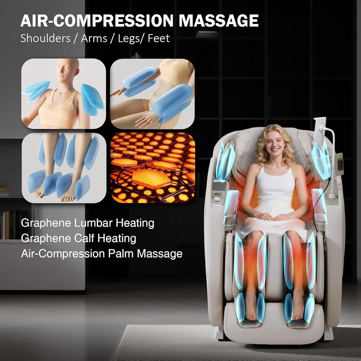 4D Massage Chair Full Body Zero Gravity Sl-Track Body Scan & Stretch, Beige