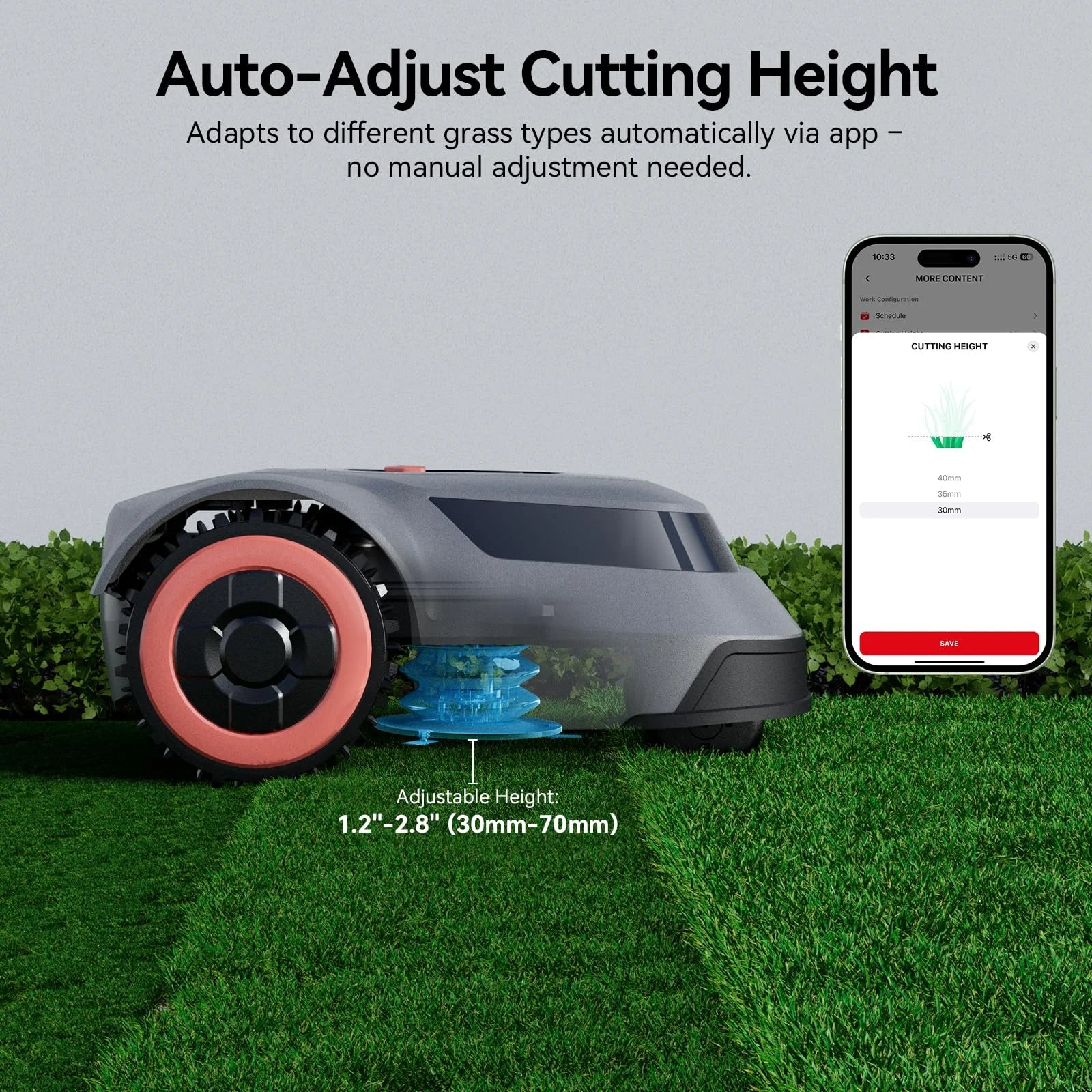 MGC1000 Robot Lawn Mower with 590Ft Boundary Wire for 0.25 Acre (1/4 Acre), Auto Mapping & Recharge, 45% Climbing Automatic Robotic Lawn Mower, Precise Location & Breakpoint Detection