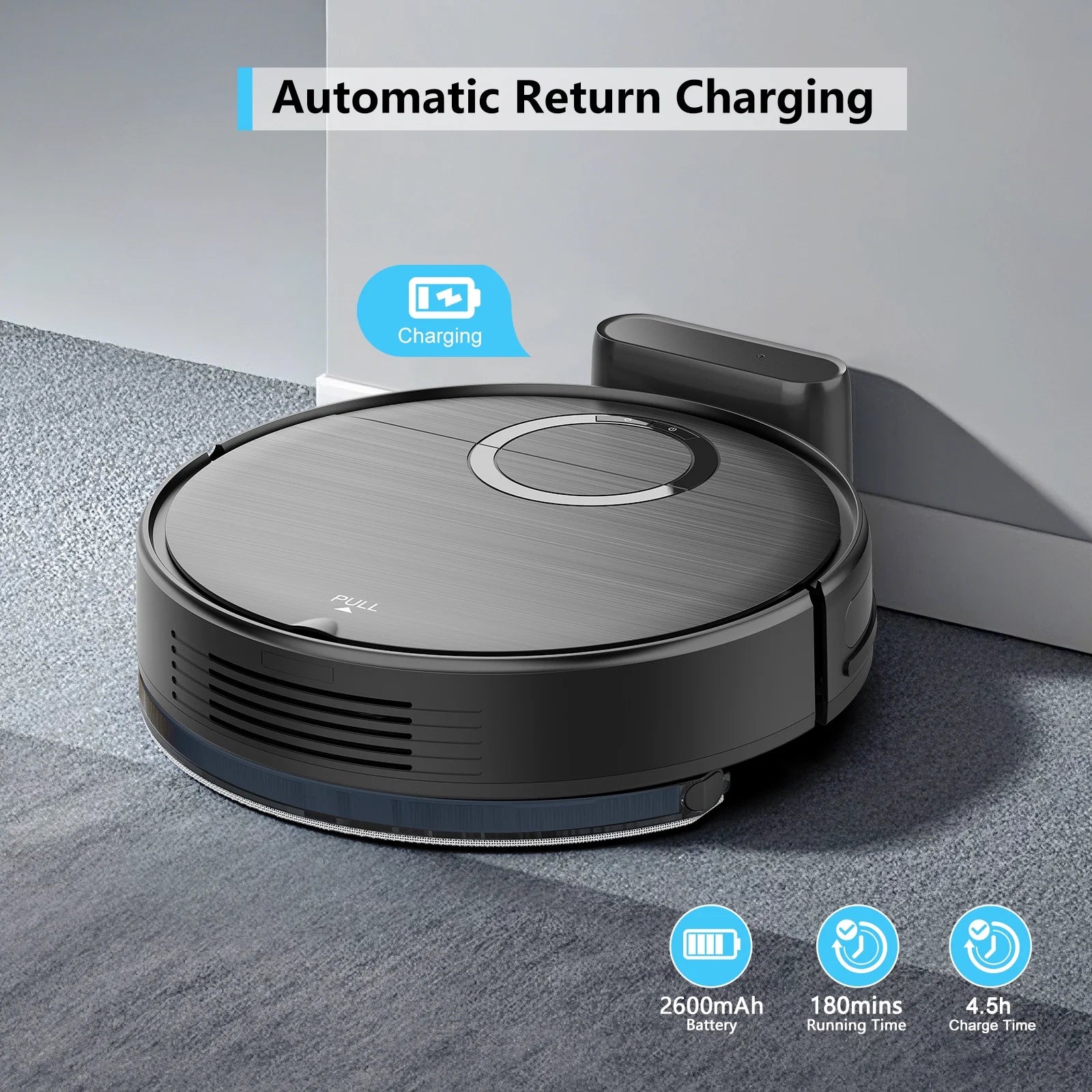 Robot Vacuum and Mop Combo, Robotic Vacuum Cleaner with Schedule, Wi-Fi/App/Remote, Self-Charging, Slim, Ideal for Hard Floor, Pet Hair