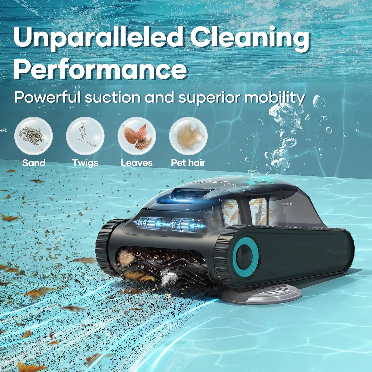 Scuba S1 Cordless Robotic Pool Vacuum Cleaner Pool Robot with Wall Climbing for Inground Pools Floors Walls and Waterlines 2024 CES Award