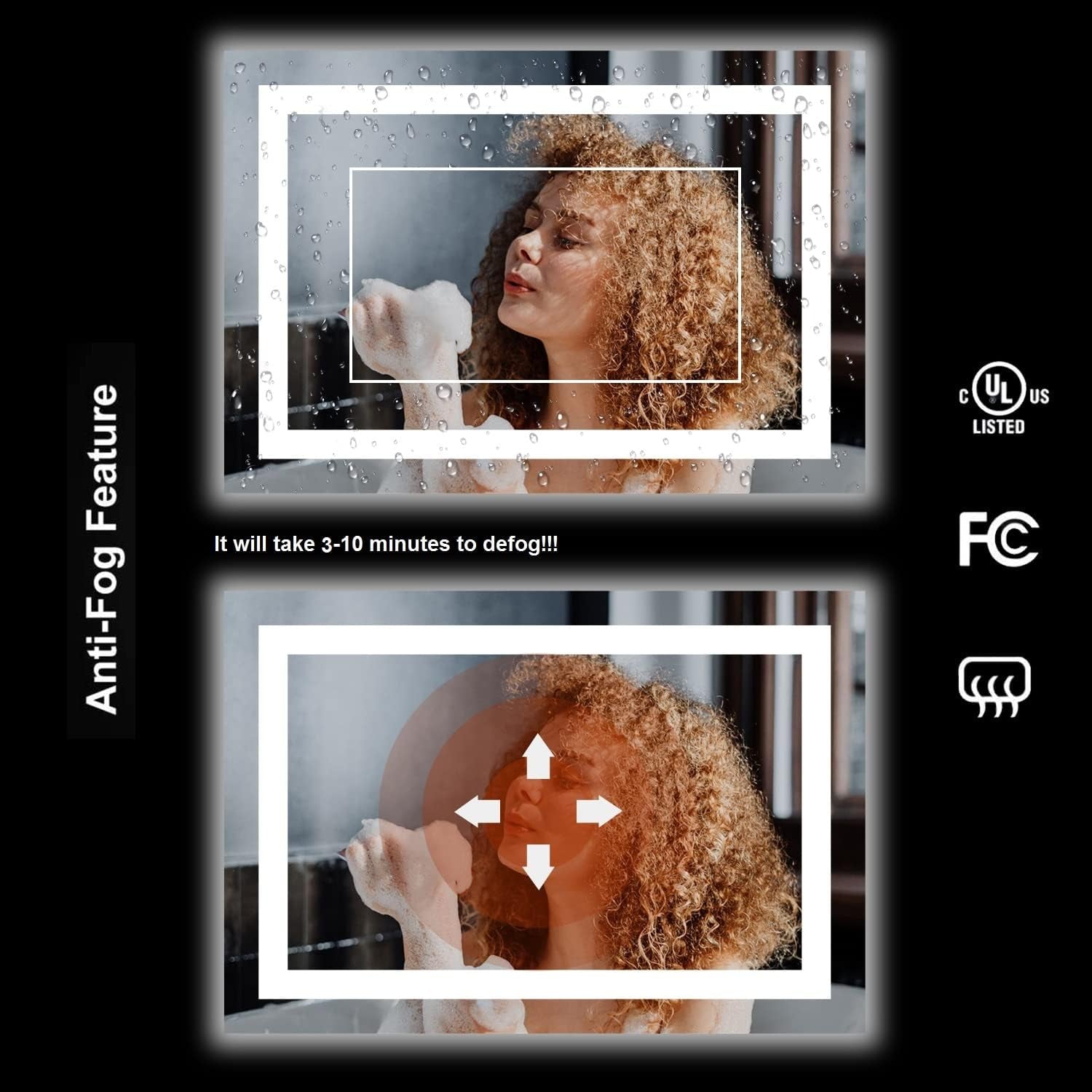 60"X36" Bathroom LED Mirror with Wireless Speaker Wall Switch - Lighted Vanity Mirrors for Bathroom Wall Mounted Backlit, Dimmable Light 3000K/6000K Anti-Fog Makeup Smart Mirror (Horizontal)