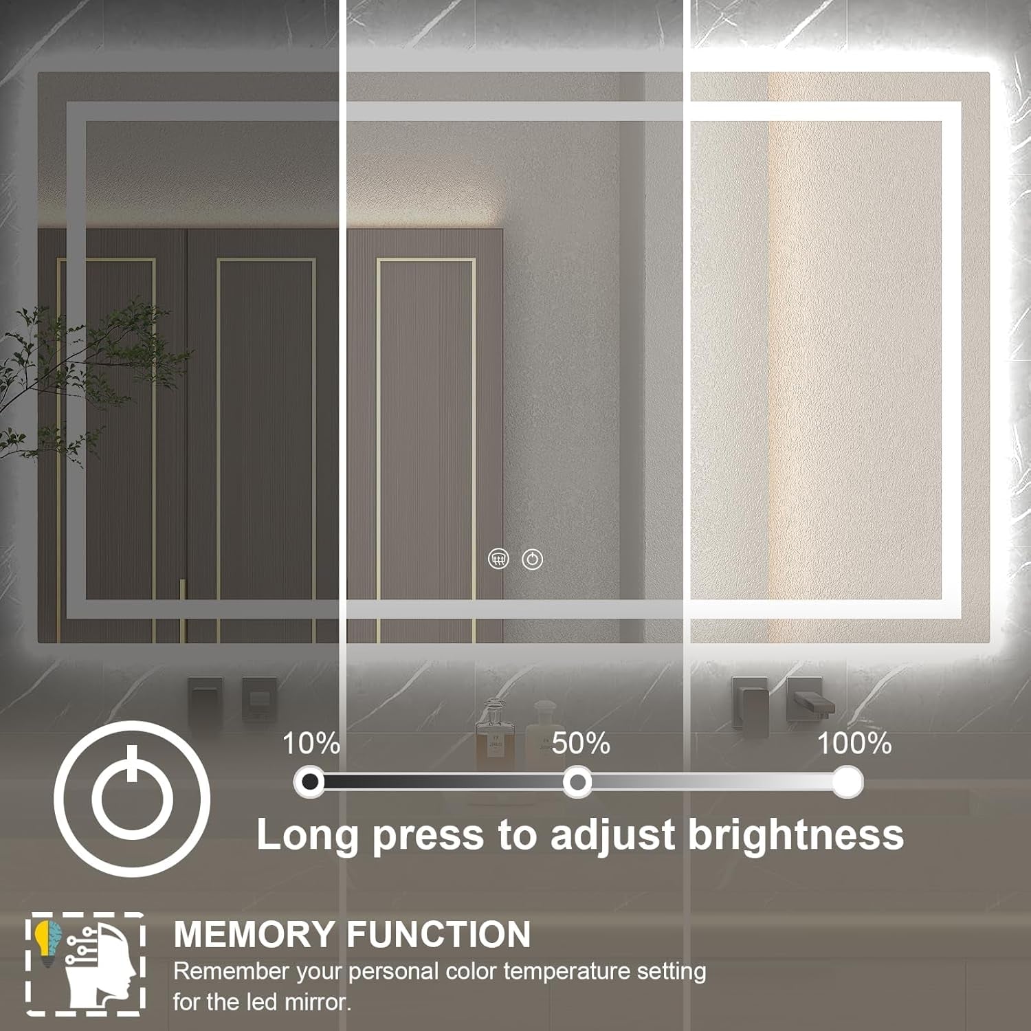 55X36 LED Mirror for Bathroom with Dimmable Bathroom Vanity Mirrors with Lights,