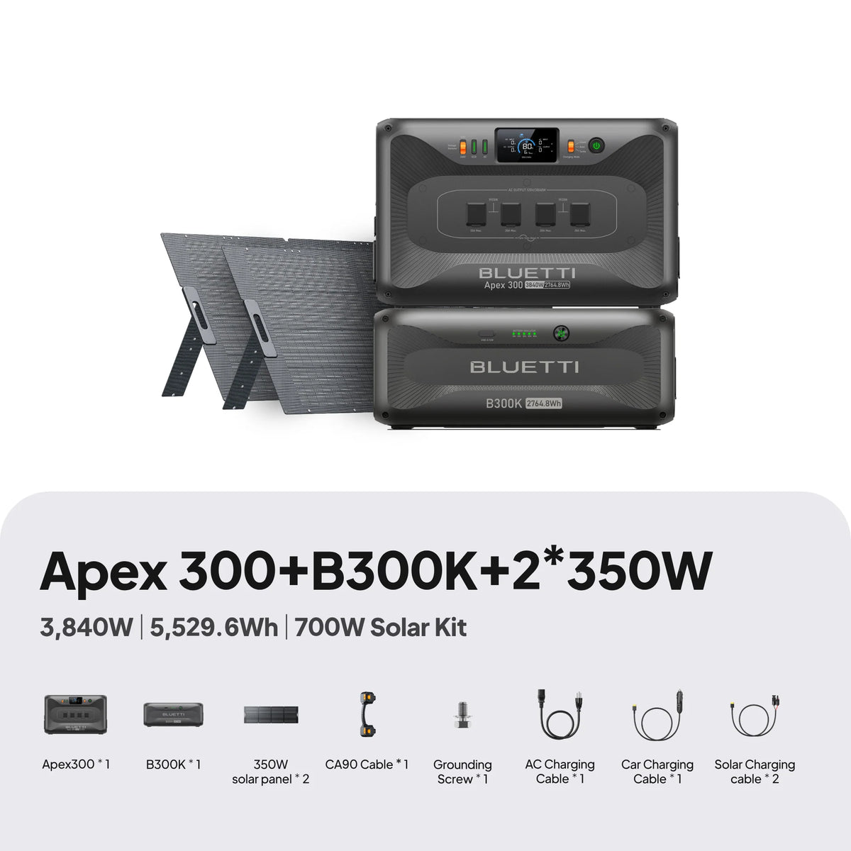 BLUETTI Apex 300 + B300K + 2×200W Solar Generator