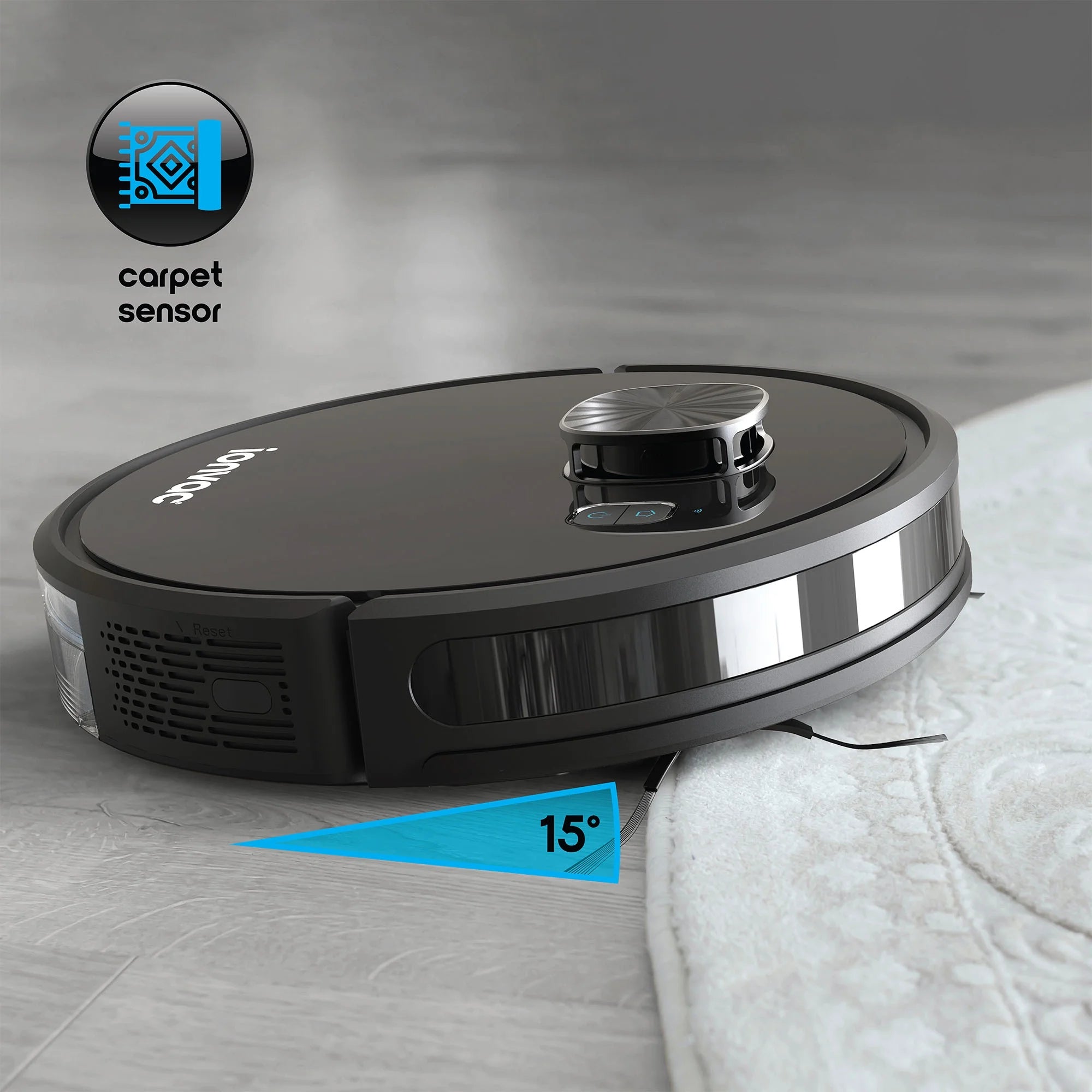 Optimax Lidar Robovac, Multi-Surface Pet-Friendly Laser Mapping Robot Vacuum Cleaner with Wi-Fi and App Control, Model #9048