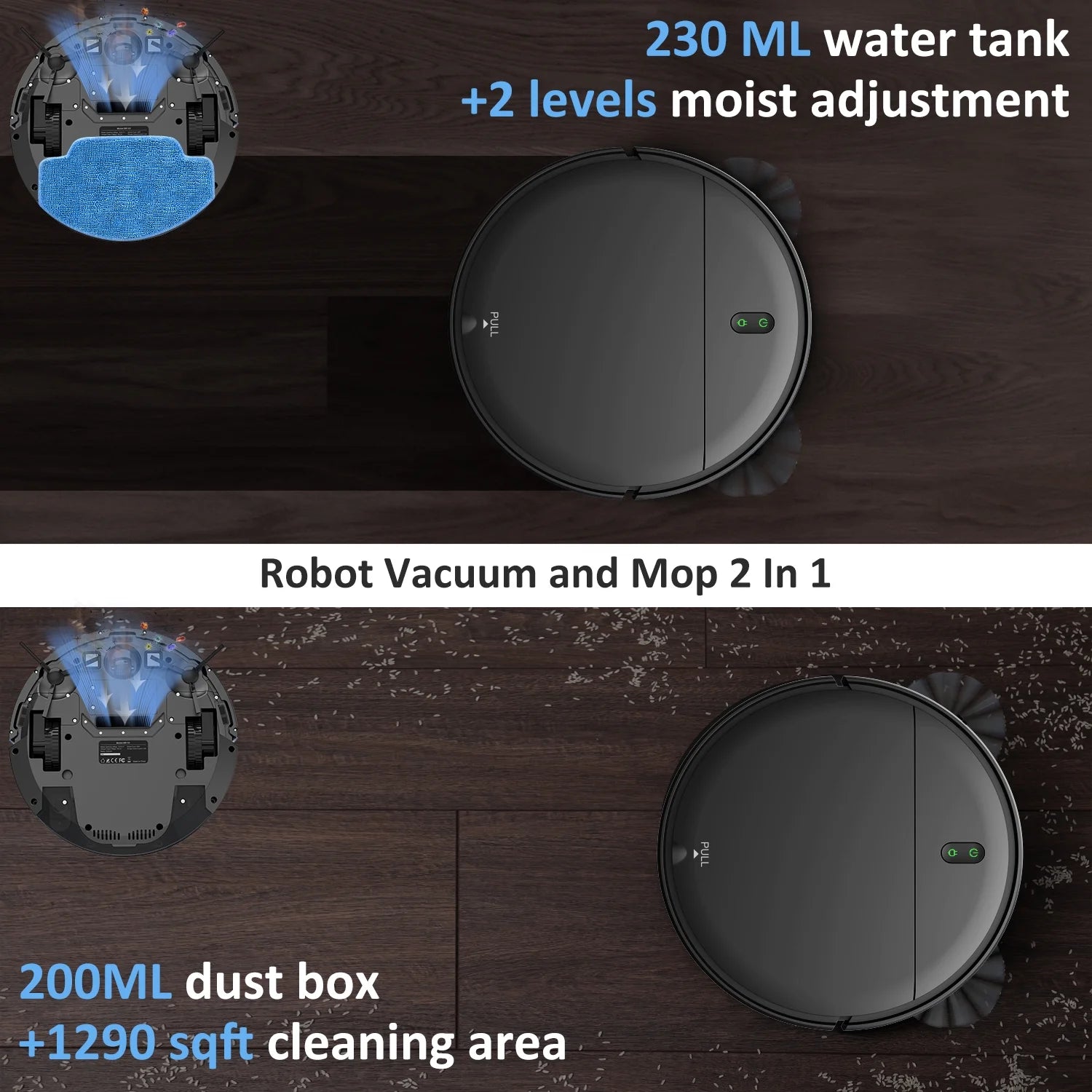 Robot Vacuum Cleaner, Robot Vacuum and Mop Combo with Wifi/Alexa for Pet Hair and Hard Floor