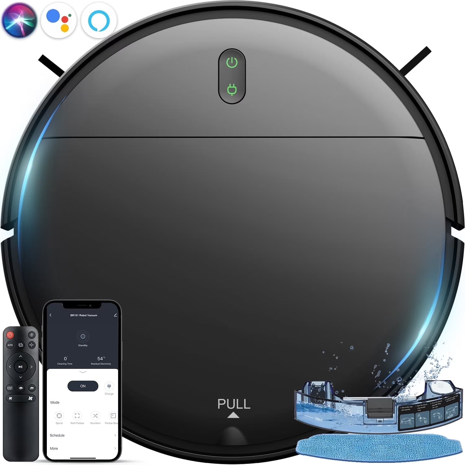 Robot Vacuum Cleaner, Robot Vacuum and Mop Combo with Wifi/Alexa for Pet Hair and Hard Floor
