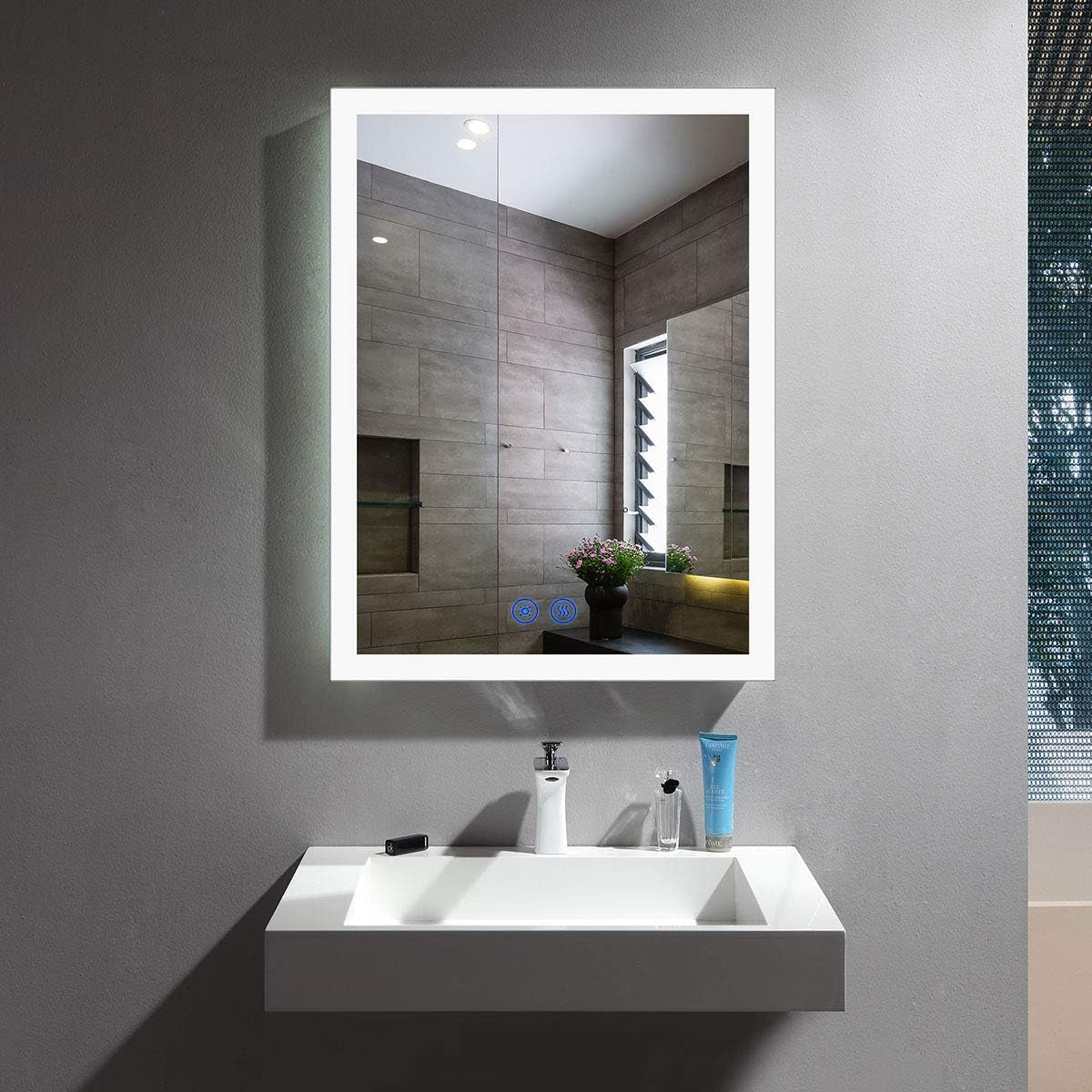 Dimmable LED Wall Mounted Mirror with Antifog, Lighted Vanity Bathroom Mirror with Touch Button, 20X28 Inch Vertical & Horizontal Mount Makeup Mirror with Lights (NT16-2028)