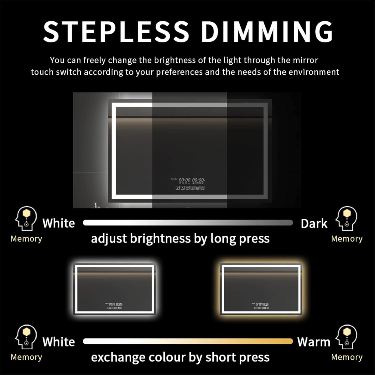 60"X36" Bathroom LED Mirror with Wireless Speaker Wall Switch - Lighted Vanity Mirrors for Bathroom Wall Mounted Backlit, Dimmable Light 3000K/6000K Anti-Fog Makeup Smart Mirror (Horizontal)