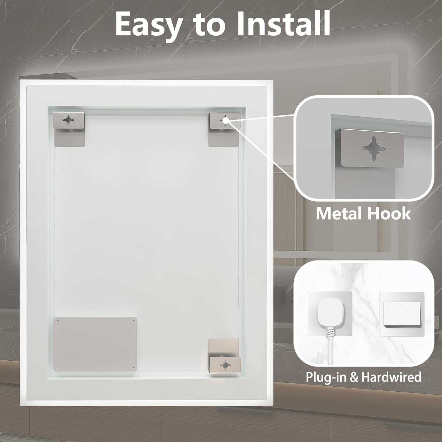 55X36 LED Mirror for Bathroom with Dimmable Bathroom Vanity Mirrors with Lights,