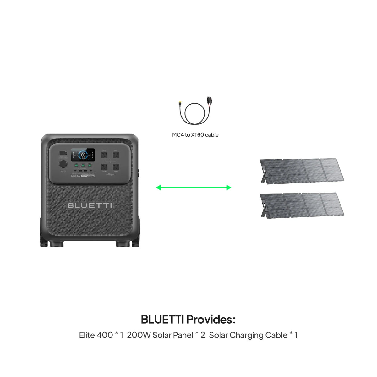 BLUETTI Elite 400 + 2×200W Solar Generator